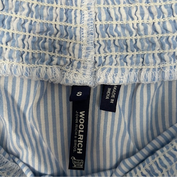 Woolrich Blue & White Stripe Off-The-Shoulder Embroidered Top Small - Picture 5 of 5